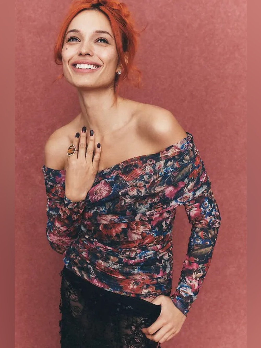 MAEVE Aleda Mesh Off-Shoulder Top 1x